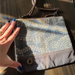 Myra Bag Blue and Gray Patterned Crossbody